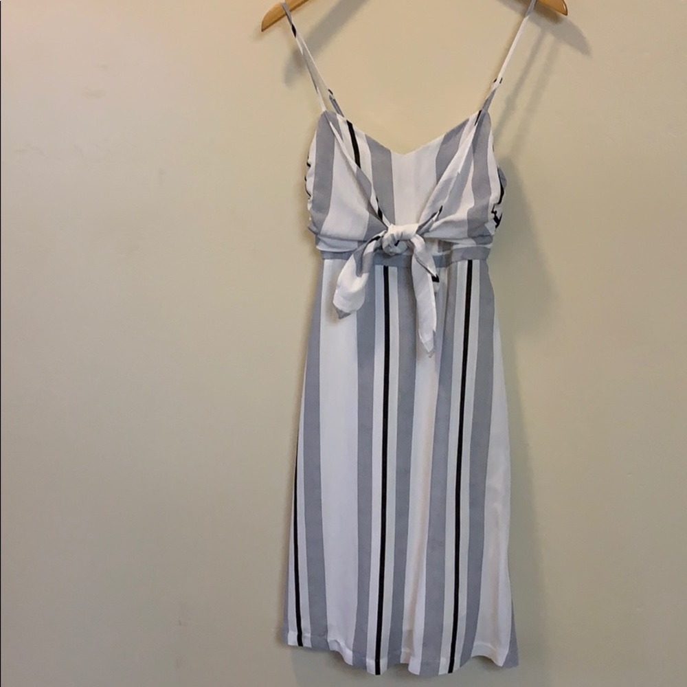 Lush tie-front striped dress